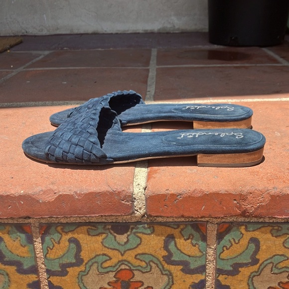 Splendid Suede Blue Slide Woven Sandals Slides - Picture 5 of 5